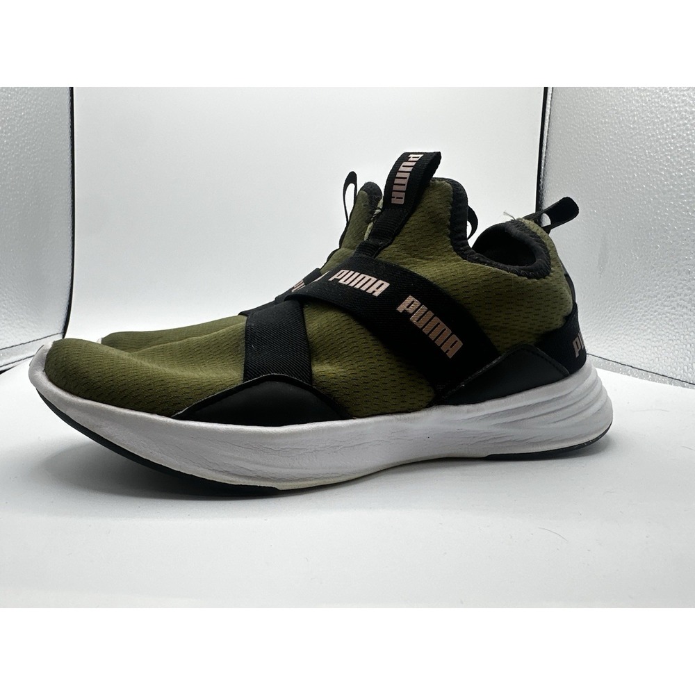 Puma Radiate Mid Slip On Sneakers Womens 7.5 Green Olive Training Shoes 376093-0